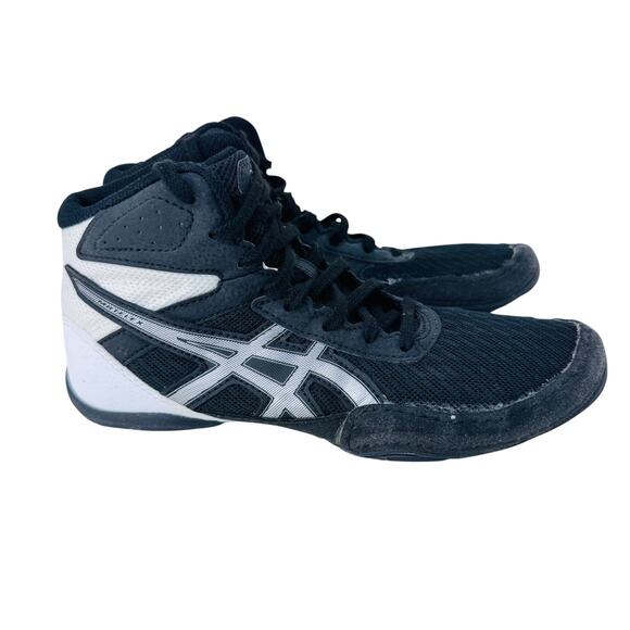 Asics Matflex Athletic Wrestling Shoes Youth US 4 Black White Round Toe 1084A007 - Picture 1 of 9